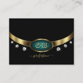 Luxuriöse Black Gold Aquamarin mit Initialen und D Visitenkarte (Vorderseite)