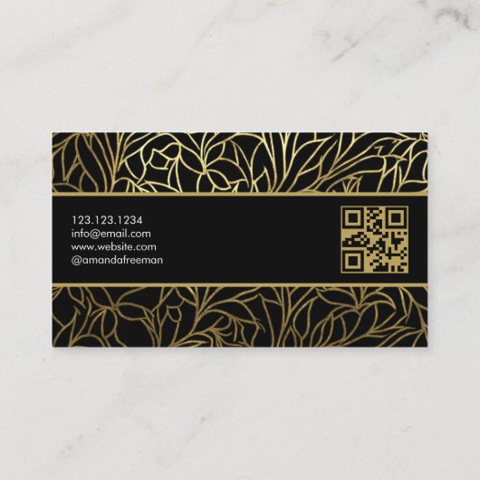 Luxuriöse Black & Gold Blätter Muster Real Anwesen Visitenkarte (Rückseite)