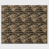 Luxuriöse Black Gold Bow Snowflakes Weihnachten Geschenkpapier (Flach)