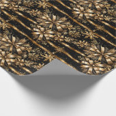 Luxuriöse Black Gold Bow Snowflakes Weihnachten Geschenkpapier (Ecke)