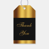 Luxuriöse Black Gold Calligraphy Border Wedding Geschenkanhänger (Rückseite)