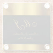 Luxuriöse Black Gold Calligraphy Border Wedding Glasuntersetzer (Rückseite)