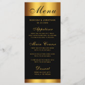 Luxuriöse Black Gold Calligraphy Border Wedding Menükarte (Vorderseite)