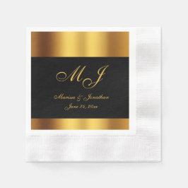 Luxuriöse Black Gold Calligraphy Border Wedding Serviette