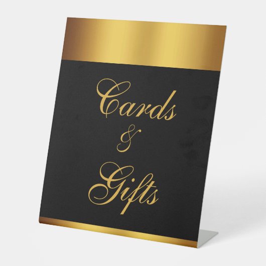 Luxuriöse Black Gold Calligraphy Cards Hochzeitsge Sockelschild (Vorderseite)