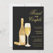 Luxuriöse Black Gold Champagner Toast Engagement P Einladung (Vorderseite)