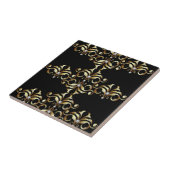 Luxuriöse Black Gold Damask und Gemstones Muster Fliese (Seite)
