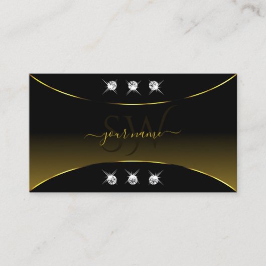 Luxuriöse Black Gold Decoder Diamanten und Monogra Visitenkarte (Vorderseite)