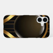 Luxuriöse Black & Gold gestreiftes iPhone 16 Fall  Hülle (Rückseite (Horizontal))