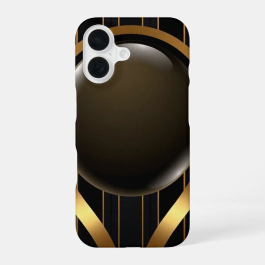 Luxuriöse Black & Gold gestreiftes iPhone 16 Fall iPhone 16 Hülle (Rückseite)