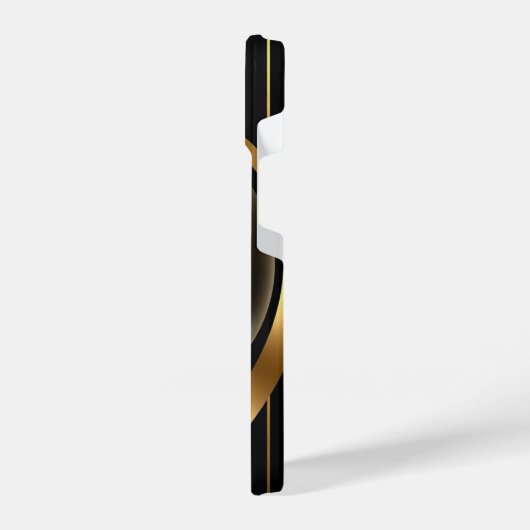 Luxuriöse Black & Gold gestreiftes iPhone 16 Fall  iPhone Hülle (Linke Seite)
