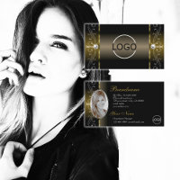 Luxuriöse Black Gold gezückte Juwelen Logo und Fot