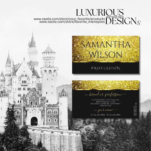 Luxuriöse Black Gold Glitzer Spark Stars Ausgezeic Visitenkarte