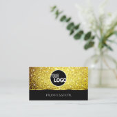 Luxuriöse Black Gold Glitzer Spark Stars Logo Visitenkarte (Stehend Vorderseite)