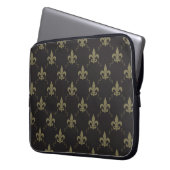 Luxuriöse Black Gold Lilie Pattern Laptopschutzhülle (Vorderseite Links)