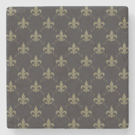 Luxuriöse Black Gold Lilie Pattern Steinuntersetzer