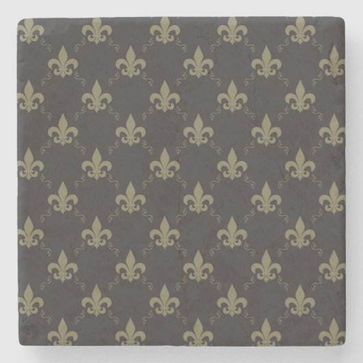 Luxuriöse Black Gold Lilie Pattern Steinuntersetzer (Vorderseite)