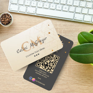 Luxuriöse Black & Gold Monogram Business Card mit  Visitenkarte