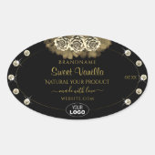 Luxuriöse Black Gold Product Labels Rose Jewels Lo Ovaler Aufkleber (Vorderseite)