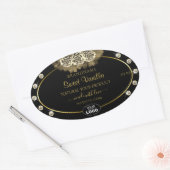 Luxuriöse Black Gold Product Labels Rose Jewels Lo Ovaler Aufkleber (Umschlag)