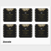 Luxuriöse Black Gold Product Labels Rose Jewels Lo Quadratischer Aufkleber (Blatt)