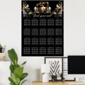 Luxuriöse Black Gold Quinceñera Seating Chart Poster (Heimbüro)