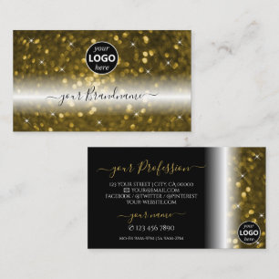 Luxuriöse Black Gold Sparkling Glitzer Stars Logo  Visitenkarte