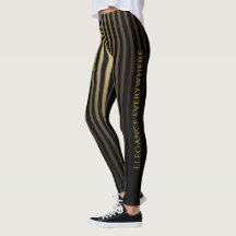 Luxuriöse Black & Gold Streifen Leggings - Eleganz
