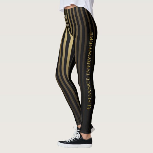 Luxuriöse Black & Gold Streifen Leggings - Eleganz (Links)