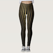 Luxuriöse Black & Gold Streifen Leggings - Eleganz (Vorderseite)