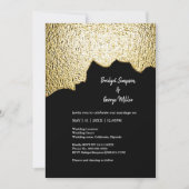 Luxuriöse Black Gold Textured Modern Wedding Einladung (Vorderseite)