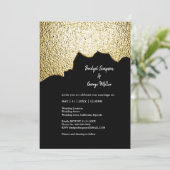 Luxuriöse Black Gold Textured Modern Wedding Einladung (Stehend Vorderseite)