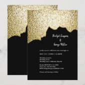 Luxuriöse Black Gold Textured Modern Wedding Einladung (Vorne/Hinten)