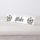 Luxuriöse Black Ivory Floral Name Schreibtischnamensplakette (Vorderseite )