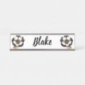 Luxuriöse Black Ivory Floral Name Schreibtischnamensplakette (Vorderseite )