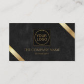 Luxuriöse Black Leather und Gold QR-Logo Visitenkarte (Vorderseite)