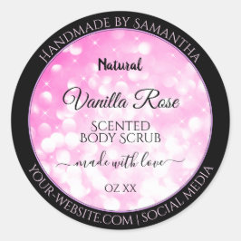 Luxuriöse Black Pink Glitzer Produktverpackungsmar Runder Aufkleber