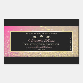 Luxuriöse Black Pink Gold Glitzer Produktmarken Rechteckiger Aufkleber