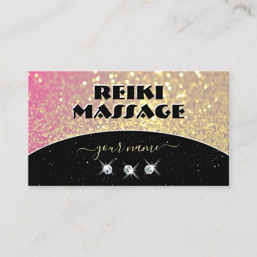 Luxuriöse Black Pink Gold Sparkle Glitzer Diamonds Visitenkarte (Vorderseite)