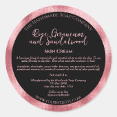 Luxuriöse Black & Pink Kosmetik Jar Label Runder Aufkleber (Vorderseite)