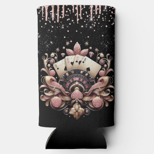 Luxuriöse Black Pink Las Vegas Bachelorette Selters Dosenkühler (Rückseite)