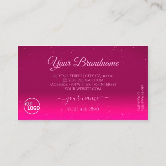 Luxuriöse Black Pink Sparkle Diamonds Add Logo Mod Visitenkarte (Rückseite)