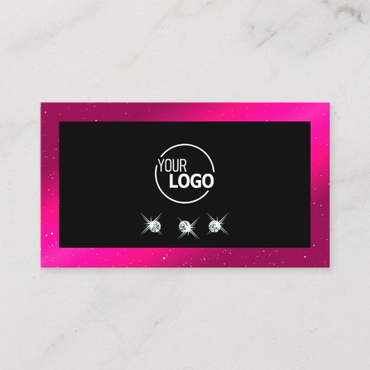 Luxuriöse Black Pink Sparkle Diamonds Add Logo Mod Visitenkarte (Vorderseite)
