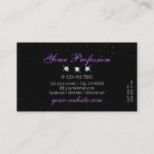 Luxuriöse Black Pink und Lila Glitzer Stars Stilvo Visitenkarte (Rückseite)