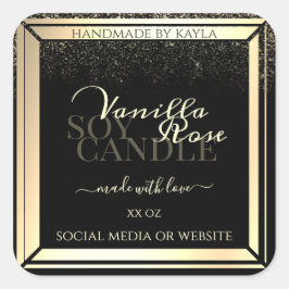 Luxuriöse Black Product Packaging Labels Gold Fram Quadratischer Aufkleber
