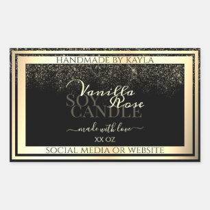 Luxuriöse Black Product Packaging Labels Gold Fram Rechteckiger Aufkleber