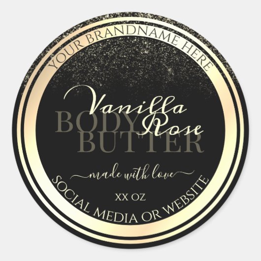 Luxuriöse Black Product Packaging Labels Gold Fram Runder Aufkleber (Vorderseite)