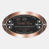 Luxuriöse Black Rose Gold Decoder Produktlogo Ovaler Aufkleber (Vorderseite)