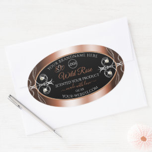 Luxuriöse Black Rose Gold Decoder Produktlogo Ovaler Aufkleber