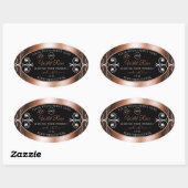 Luxuriöse Black Rose Gold Decoder Produktlogo Ovaler Aufkleber (Blatt)
